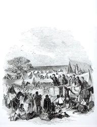 Joseph Smith predikend in de wildernis